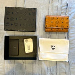 MCM Brown Trifold Wallet In Visetos